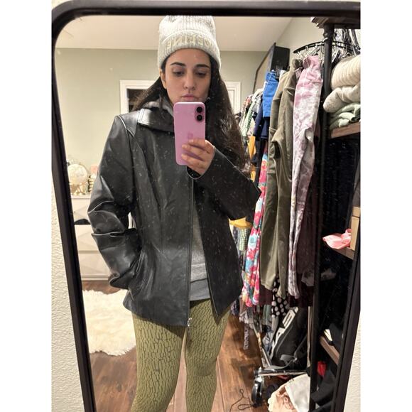 East 5th Ave Black Leather Jacket Blazer Women's Medium - Picture 12 of 12